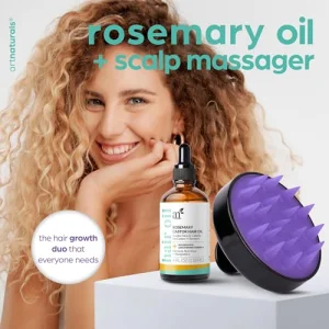 ArtNaturals Organic Rosemary & Castor Hair Growth Oil + Scalp Massager Set â Hair Styling Oils for Dry, Itchy Scalp, Thickening & Hydration - Scalp Oil Products For Damaged Hair