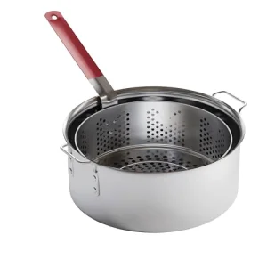 Gas One Aluminum Cooking Pot Deep Fryer with Basket â 10QT Aluminum Fry Pot with Easy Grip Handle â Durable Food Grade Outdoor Fryer with Perforated Strainer Basket â Ideal for Seafoo